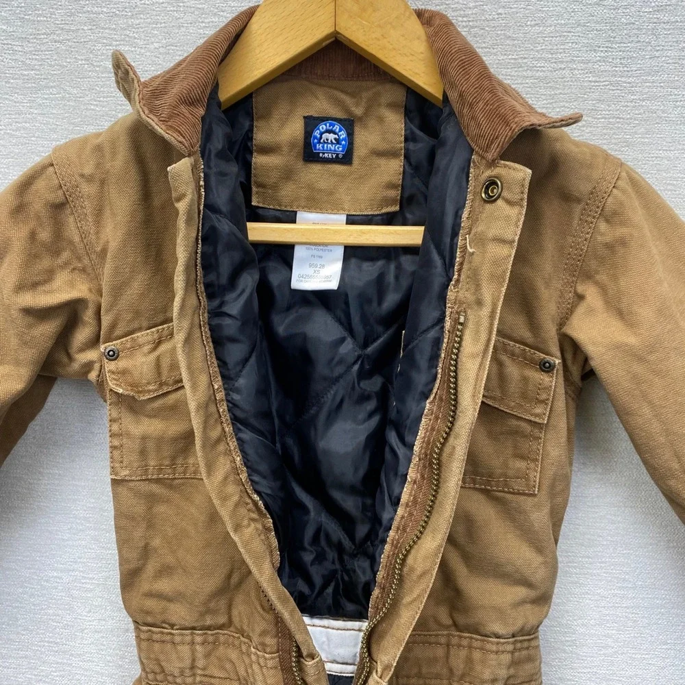 Polar King by Key Insulated Duck Canvas Coveralls Youth XS Brown Workwear Suit
